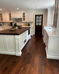 Classic White Inset Kitchen Cabinetry with Dark Wood Island Top