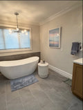 Custom Natural Wood Bathroom Vanity with Dual Sink