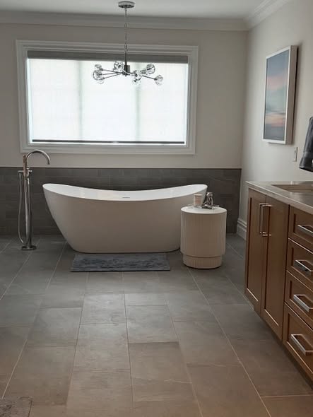 Custom Natural Wood Bathroom Vanity with Dual Sink
