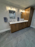 Custom Natural Wood Bathroom Vanity with Dual Sink