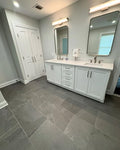 Luxury All-White Master Bathroom Vanity System with Makeup Station