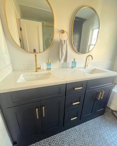 Modern Bathroom Vanity &amp; Storage Collection with Quartz Countertops