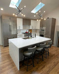 Modern Three-Tone Kitchen Cabinetry with Casual Bar Island