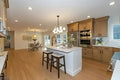 Warm Wood & White Island Kitchen Cabinetry - Luna Shaker Door Style