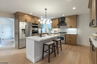 Warm Wood &amp; White Island Kitchen Cabinetry - Luna Shaker Door Style