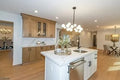 Warm Wood & White Island Kitchen Cabinetry - Luna Shaker Door Style