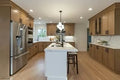 Warm Wood & White Island Kitchen Cabinetry - Luna Shaker Door Style